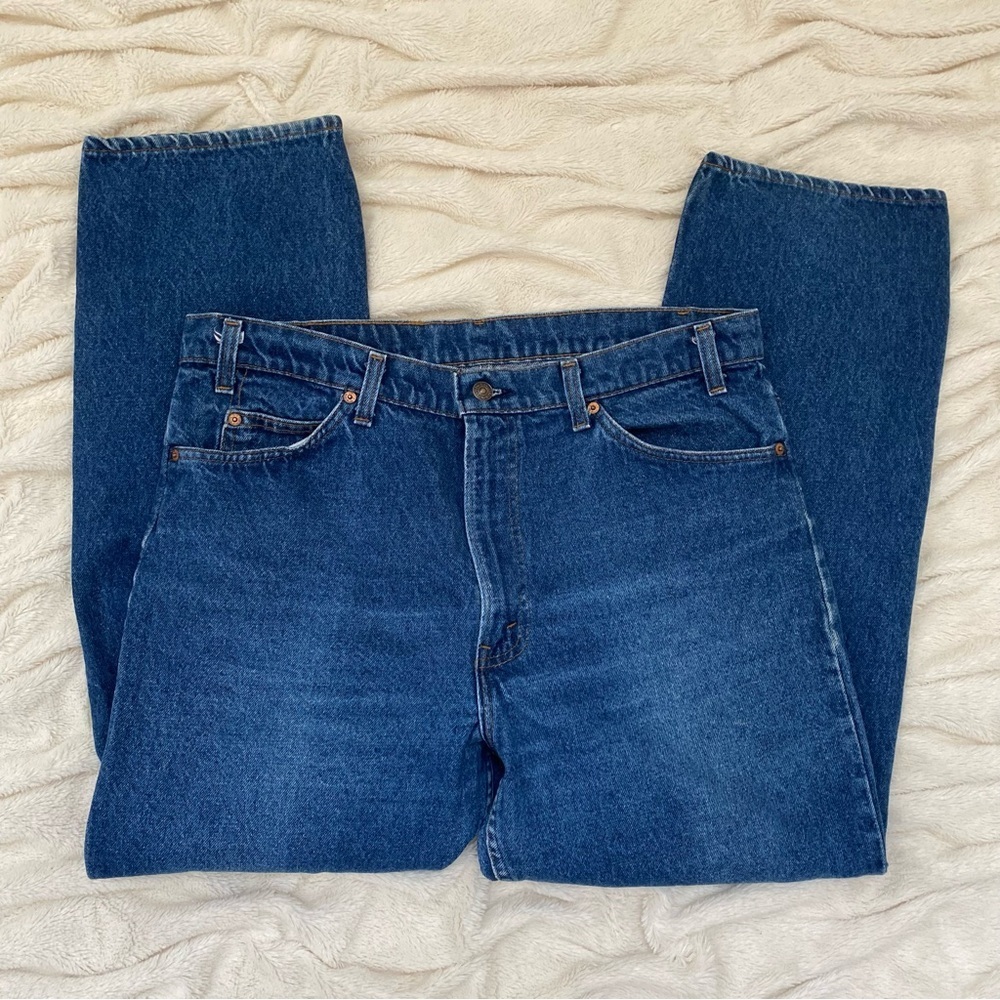 Levi's 1998 Orange Tab vintage straight leg jeans dark wash 38x30 - Picture 3 of 10